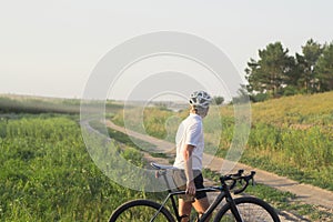 Professional racer on cyclocross training outdoors