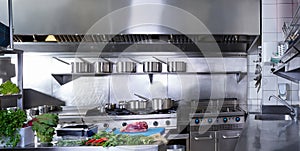 Professional restaurant kitchen stainless steel