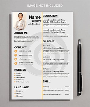Professional, Resume Template, Vector, Design, Professional CV, resume, template, design, and letterhead, cover letter,