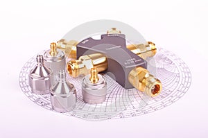Professional RF electronics VNA calibrator tool and Smith chart