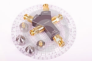 Professional RF electronics VNA calibrator tool and Smith chart