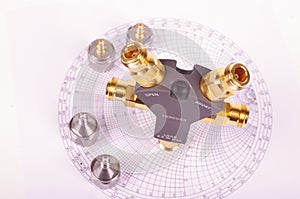 Professional RF electronics VNA calibrator tool and Smith chart