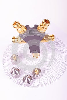 Professional RF electronics VNA calibrator tool and Smith chart