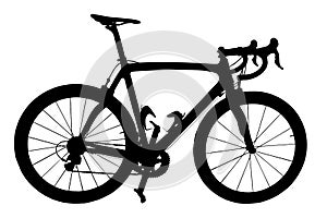 Professional Road Racing Bicycle Silhouette Isolation