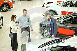 Professional salesman of cars and clients in dealership