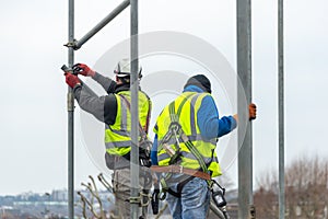 Professional Scaffolders working on scaffolding in the UK photo
