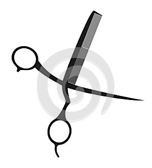 Professional sccisors with hair comb draw