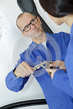 Professional school teacher with student