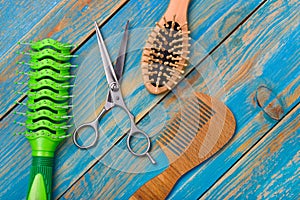 Professional scissors and two combs