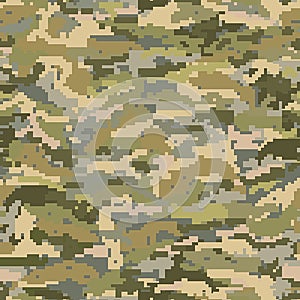 Professional seamless pixel summer camouflage. Camouflage seamless pattern. Trendy style camo, repeat print. Vector