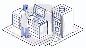 IT Professional in Server Room, Data Center Management, vector design Generative AI