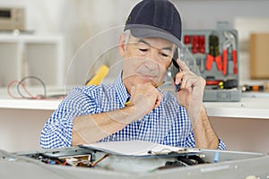 professional service center phone senior concept