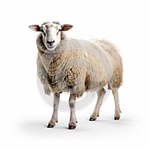 Professional Sheep Photo In 8k Uhd - Isolated On White Background