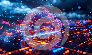 Professional Showcasing Cloud Computing Concept of Platform as a Service PaaS with Virtual Interface and Icons