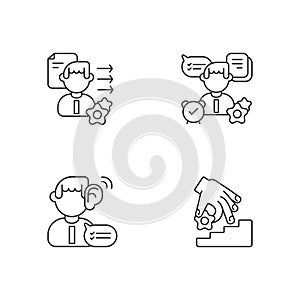 Professional skills development linear icons set