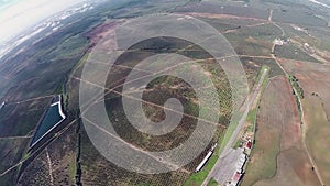 Professional skydiver fly on parachute in sky. Landscape. Adrenaline. Nature.