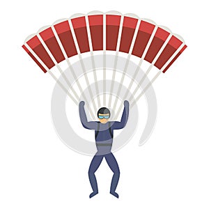 Professional skydiver icon, flat style