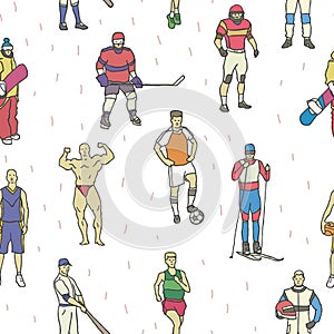 Professional sportsmen seamless pattern