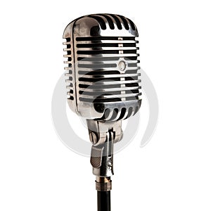 Professional stage microphone, isolated on transparent background.