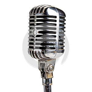 Professional stage microphone, isolated on transparent background.