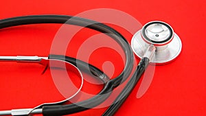 Professional stethoscope on a white background signifying medical examination and healthcare