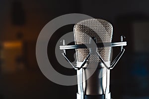 Microphone on black background