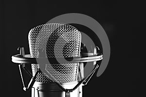 Microphone on black background