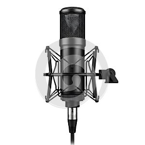 Professional Studio Condenser Microphone on Black Background