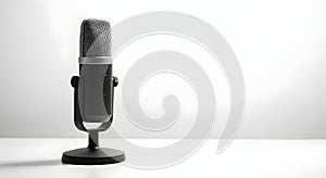 Modern Black Condenser Microphone on Stand - Studio Quality