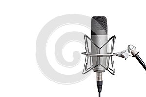 professional studio condenser microphone for voice recording on a white background. isolated on white background
