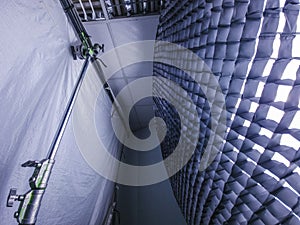 Professional studio lighting equipment with softbox grid
