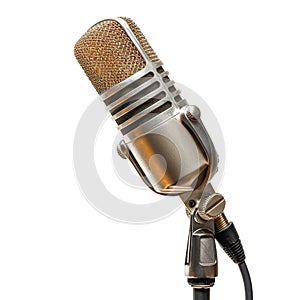 Professional studio microphone, isolated on transparent background.