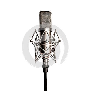 Professional studio microphone, isolated on transparent background.