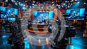 professional news studio setup for live interview