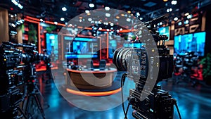 professional news studio setup for live interview
