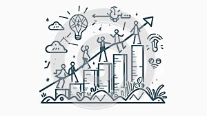 Professional Success Thin Line Icons Set for Career Progress in Graphical Representation