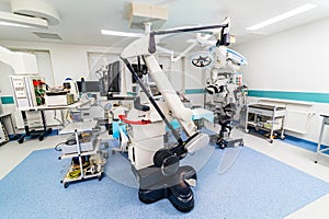 Professional surgery hospital ward. Sterile modern emergency room.