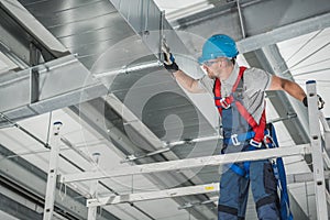 Professional Technician Worker Finishing Newly Assembled Air Vent Shaft