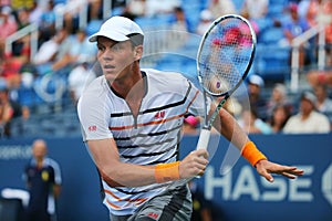 Professional tennis player Tomas Berdych from Czech Republic during US Open 2014 round 3 match