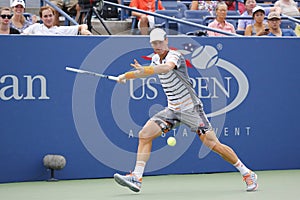 Professional tennis player Tomas Berdych from Czech Republic during US Open 2014 round 3 match