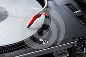 Professional turntable playing vinyl record