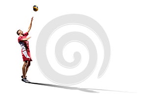 Professional valleyball player isolated on white