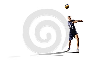 Professional valleyball player isolated on white