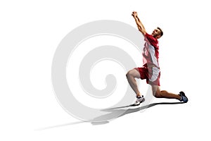 Professional valleyball player isolated on white