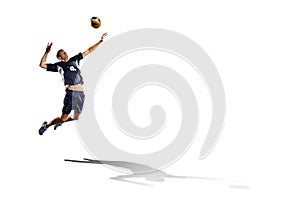 Professional valleyball player isolated on white