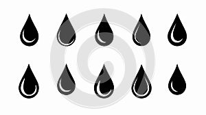 Professional Vector Black Drop Icon Set for Design Projects