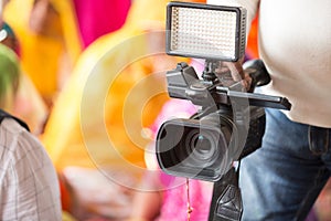Professional  video camera ,cameraman with camcorder - Image