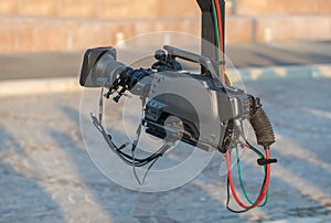 Professional video camera on crane
