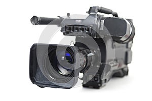 Professional video camera for TV productions isolated on a white