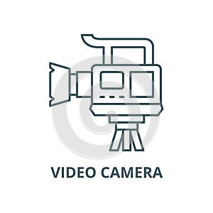 Professional video camera vector line icon, linear concept, outline sign, symbol